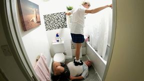 Danielle Tramples Her Slave On The Bathroom Floor (4K)