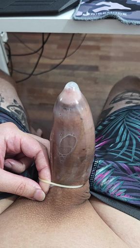 Cum in a Condom
