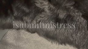 Simone Shows and Tells you about Her New, Hand-Selected Leather Hides and Fur. Get a Glimpse of Her Beautiful Feet and Legs in Stockings