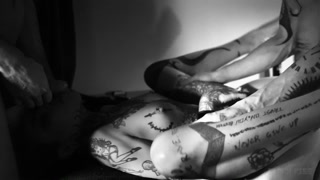 I cum on Beka while Ed fucks her ass - French passionate Threesome