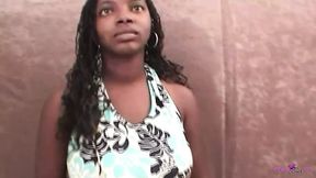 Instead of just modeling the brunette wants to please him with her ebony blowjob skills