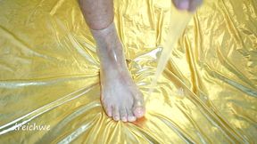 feet with condoms