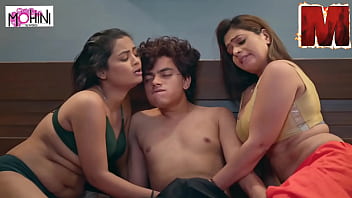 Desperate stepbro gets wrecked by his insatiable stepmom and her girlfriend in steamy Indian encounter.