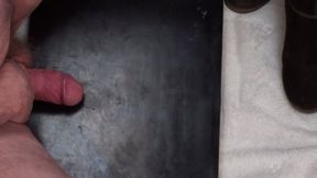 FULL WEIGHT COCK CRUSH IN WEDGED BOOTS ON THE FLOOR BOARD UNDER GLASS RUINED ORGASM CAM 4 PT2