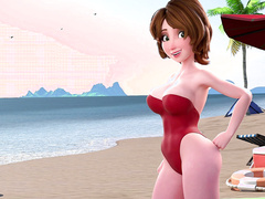 ◈ Aunt Cass’s Sunny Beach Vacation Turns Into Wet MILF Fuckfest (4K HENTAI)