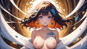 Living Canvas - Artistic Nude Woman in Reactive Swirling Paint