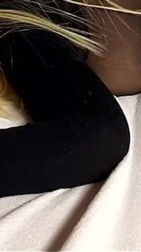 Fucking My Stepsister in Black Stockings! Cumming Inside Her with a Condom!