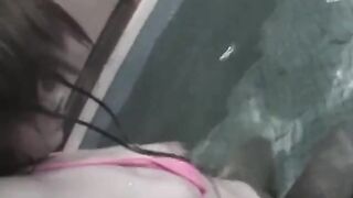 JAV teen in bikini bareback sex in love hotel pool