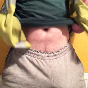 Scally builder shows big bulge, ginger pubes &amp; hard uncut dick