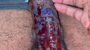 My Hard black cock with red colour cone