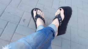 sexy feet on the street - public crossdressing