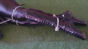 Full Steel & Tape Torment – Shackles, Thumb Cuffs, Broad Wrist Restraints & Strapped Vibrator (7:52)