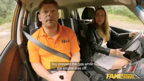 Sex Driving School - Blonde MILF Julia Parker car blowjob then fucked outdoors over the bonnet hardcore public sex