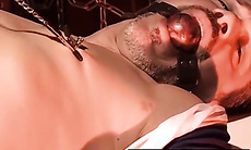 MuscleJockBound.com - Restrained hunk's ass stretched by a baseball bat