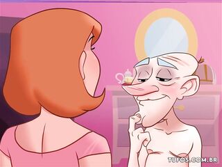 Old Pervert and Bold Touching the Sexy Maid, Aninha and Mastix! Comics and Toon Porn from the Bastards!