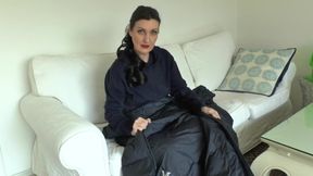 Zipper Test on a Dark Blue Down Coat, Lady Victoria Valente