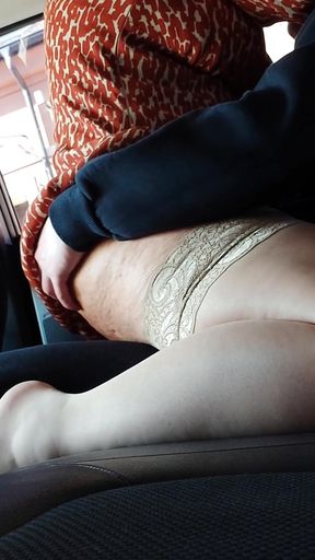 Mature stepmom rides her stepson in the car in public in front of everyone   Clip 2