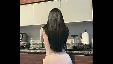 Kitchen Cumslut Solo - Banana Deepthroat to Dripping Pussy Play