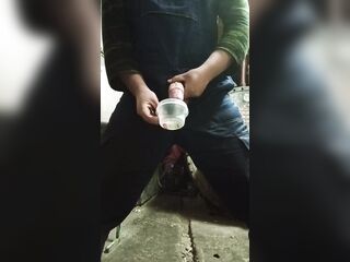 Homo washed his face with new cum!