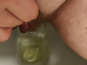 Long powerful piss and pussy rub after 4 hours of holding