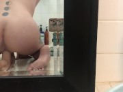 Ftm With Thick Ass Rides Dildo in the Shower