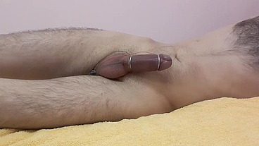 Amazing orgasm. Pulsation my cock from E-stim