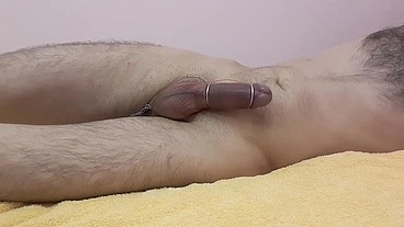Amazing orgasm. Pulsation my cock from E-stim