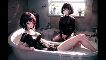 Beautiful girls bathing in a sperm bath (hentai-japanese) (ai generated)