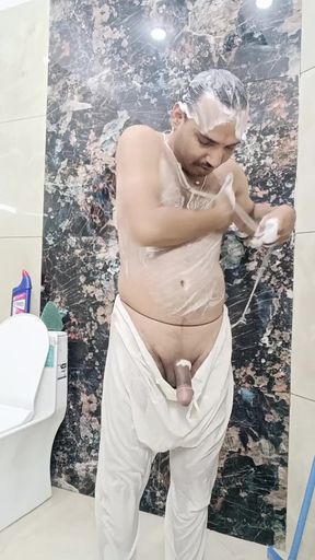 Indian desi man enjoy shower and masterbation show with neighbour