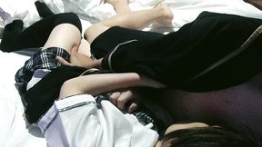 素人ハメ撮り 女子高生の制服コスプレで手マンでイカせて、フェラ、中出しセックス