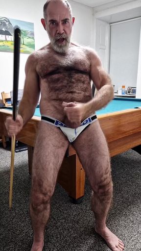 Hairy Muscle Stepdad at the Pool Table