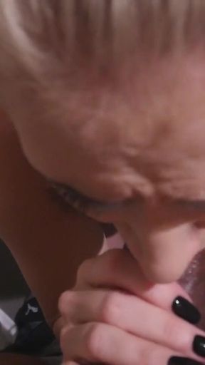Blonde teen sucks off her stepbrother's big cock