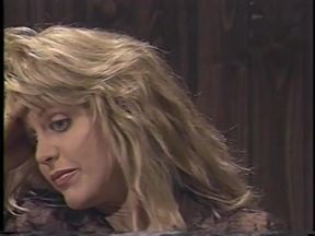 Hot blonde 80s porn queen in sexy lingerie has strap-on fuck with her girlfriend