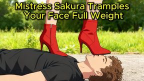 High Heel Boot Trample - Sakura Tramples Your Face Full Weight