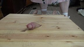 FULL WEIGHT COCK CRUSH UNDER KOI TRAINERS ON THE COCK TABLE WITH CUM SHOT CAM 1 PT1