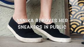 Annika Removes Her Sneakers in Public