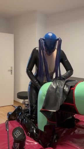 Emotional moment from &quot;Latex Love: Mistress Lea fucks latex sissy with her huge cock&quot;