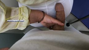 Stranger Horny MILF Touch My Dick in Subway - Cock Rubbing Handjob in Train