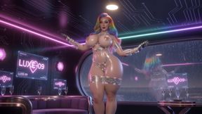 Rainbow Hair Mature Cyber Shibari Tease Robotic Arms Neon Pleasure 3D