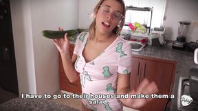The Maid Fucks the Vegetables. She Cums in the Kitchen.