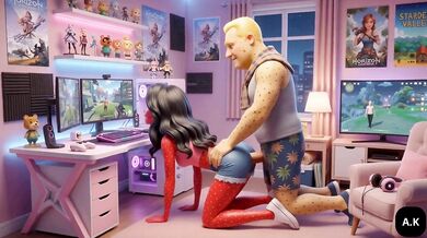 takes anal while boyfriend plays his game