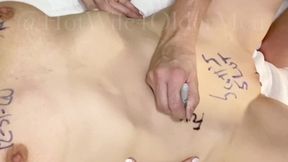 Old man ravages wife while husband watches, bareback and rough, writing on her body.