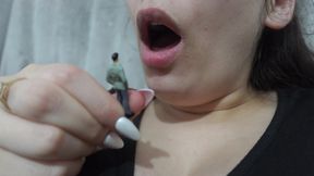 My Giantess Stepsister Puts Tiny Stepbrother in Her Nose as Punishment and Plays with Him