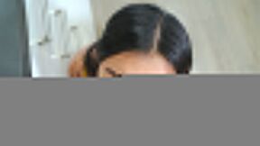 18yo asian babe sucks her rommies huge cock & is screwed