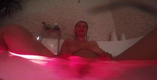 Underwater camera in jacuzzi shows nice view when my pussy and clit bouncing in waves