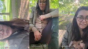 en pantalon troue entre les jambes je me promene et me branle en public