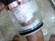 POV Big Uncut Cock Camilo Brown Using An Automatic Masturbation Toy To Get An Intense Cumshot Orgasm
