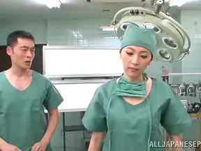 Seductive Japanese Doctor Gives Hot Blowjob To Co-Worker At The Office