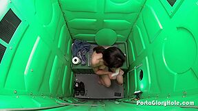 Milf Sucks Cock At Park In A Porta Pott