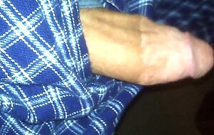 big fat plum headed cock snakes its way out of pajama pants